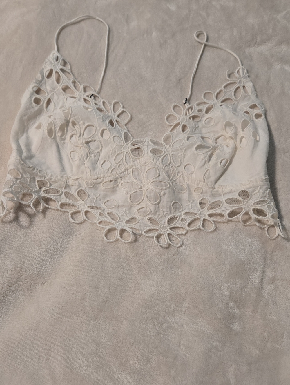 Free People Cream Floral Lace Bandeau Bralette